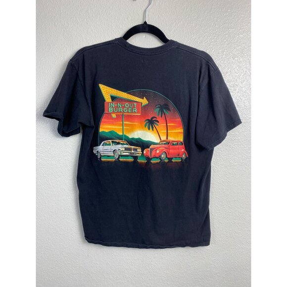 In-N-Out‎ Burger Black Graphic T-Shirt Men size Medium Classic Cars Palm Trees - Picture 10 of 10